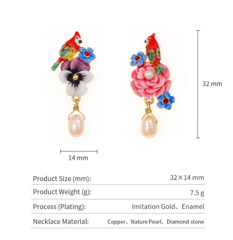 Pearl Flower Earrings Gold-plated Enamel-Jewearrings