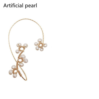 Pearl Flower Earrings Hand-woven Earrings-Jewearrings