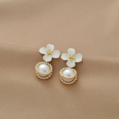 Pearl Flower Earrings Hepburn Earrings-Jewearrings