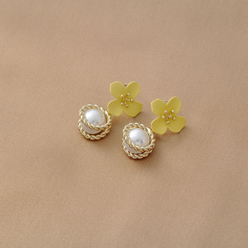 Pearl Flower Earrings Hepburn Earrings-Jewearrings