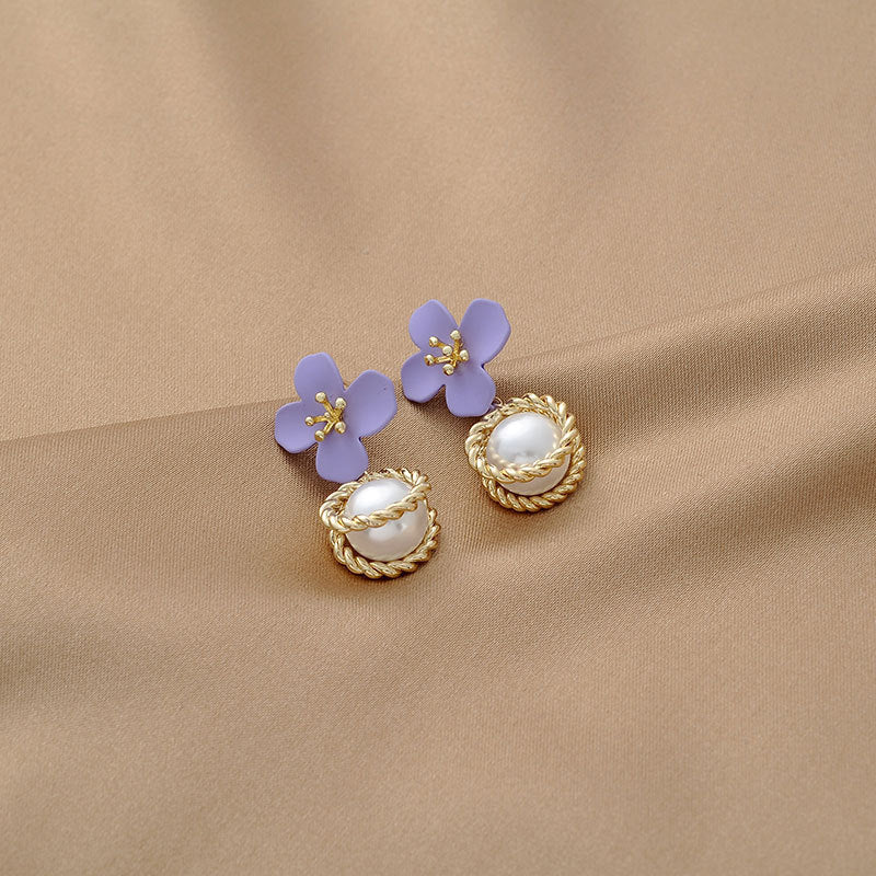 Pearl Flower Earrings Hepburn Earrings-Jewearrings