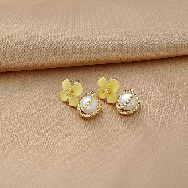 Pearl Flower Earrings Hepburn Earrings-Jewearrings