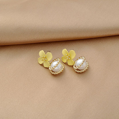 Pearl Flower Earrings Hepburn Earrings-Jewearrings