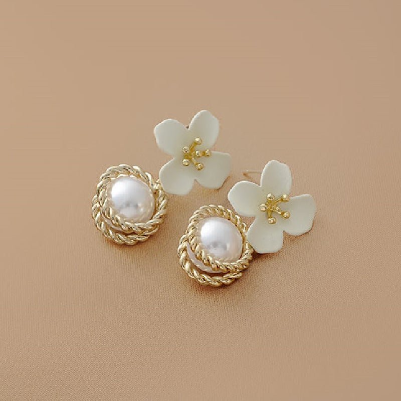 Pearl Flower Earrings Hepburn Earrings-Jewearrings