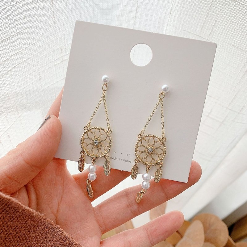 Pearl Flower Earrings - Hollow Retro-Jewearrings