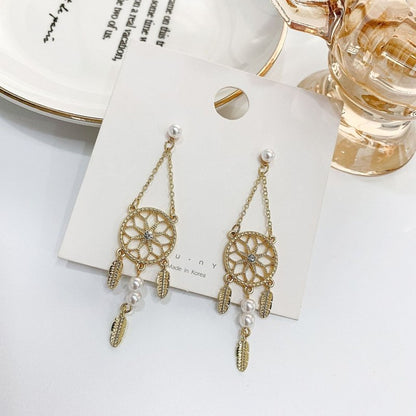 Pearl Flower Earrings - Hollow Retro-Jewearrings