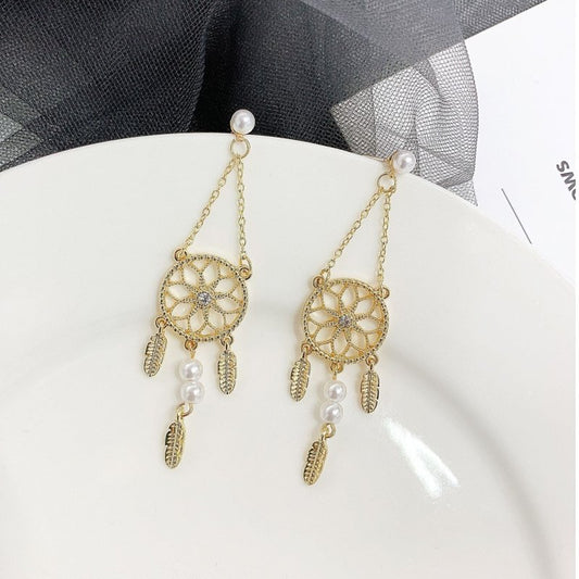 Pearl Flower Earrings - Hollow Retro-Jewearrings