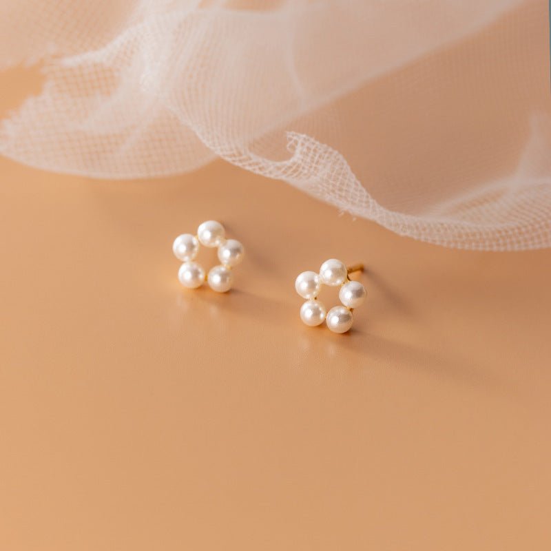 Pearl Flower Earrings - Korean-Jewearrings