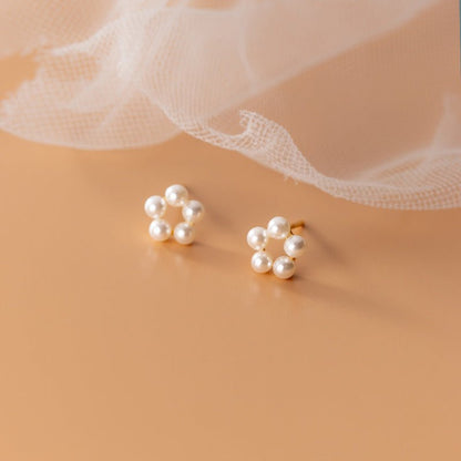 Pearl Flower Earrings - Korean-Jewearrings