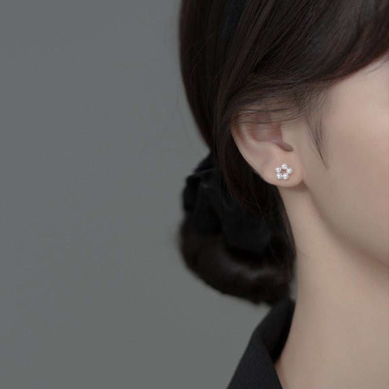 Pearl Flower Earrings - Korean-Jewearrings