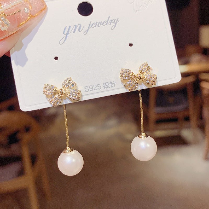 Pearl Flower Earrings Korean Geometric Long Opal-Jewearrings