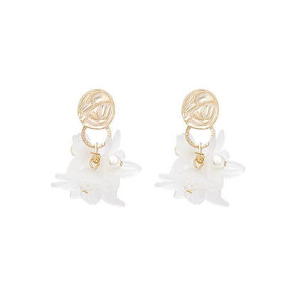 Pearl Flower Earrings Korean Style-Jewearrings