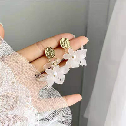 Pearl Flower Earrings Korean Style-Jewearrings