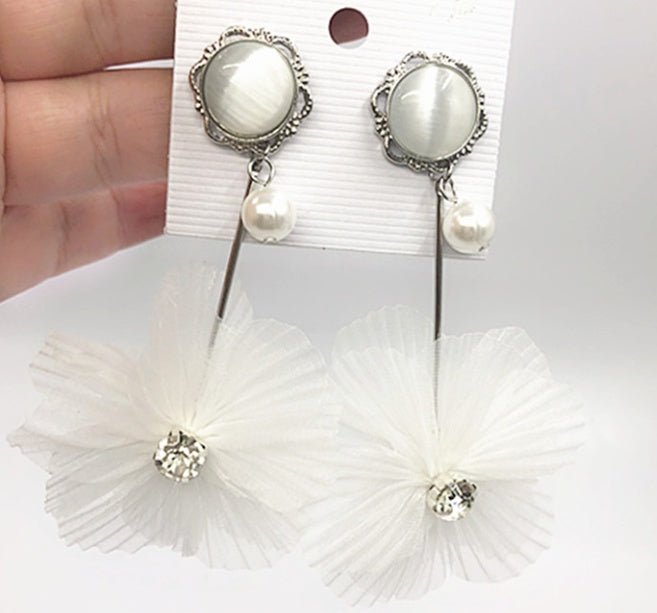 Pearl Flower Earrings Lace-Jewearrings