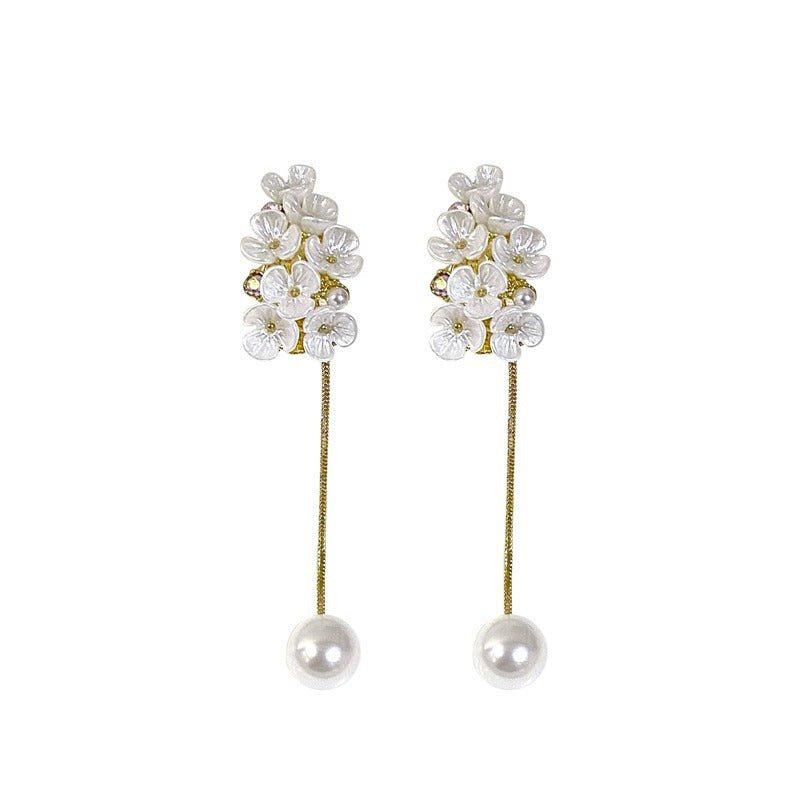 Pearl Flower Earrings Light Luxury Design-Jewearrings