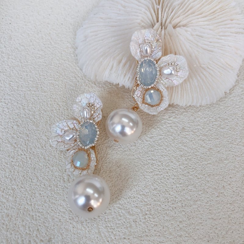 Pearl Flower Earrings Long-Jewearrings