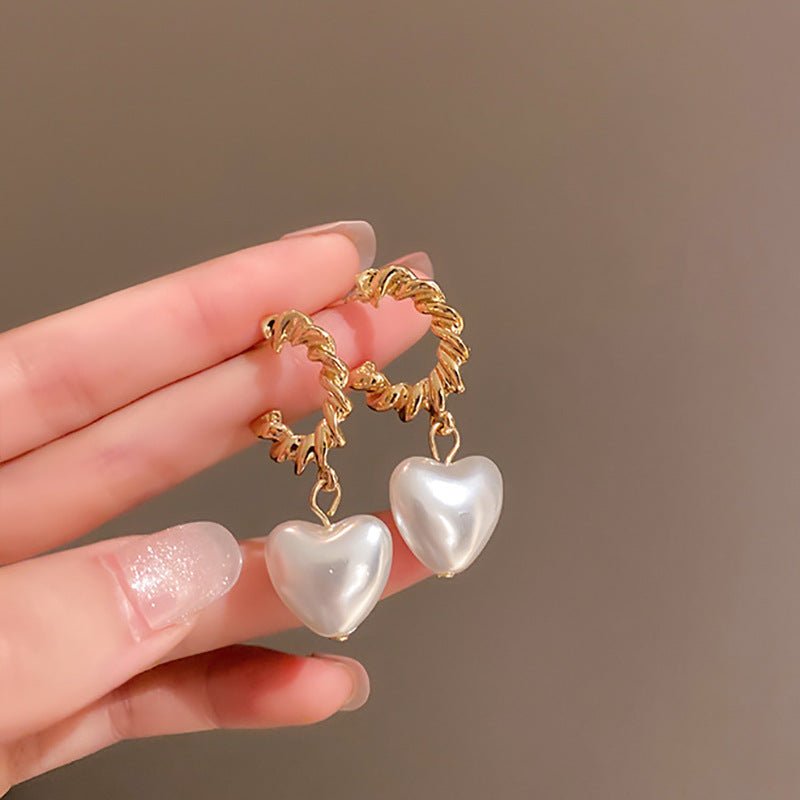 Pearl Flower Earrings Love Heart-Jewearrings