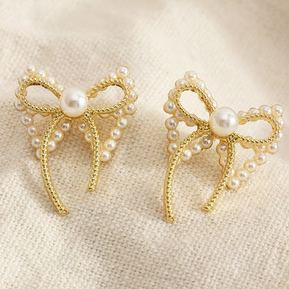 Pearl Flower Earrings Metal Love Earrings-Jewearrings