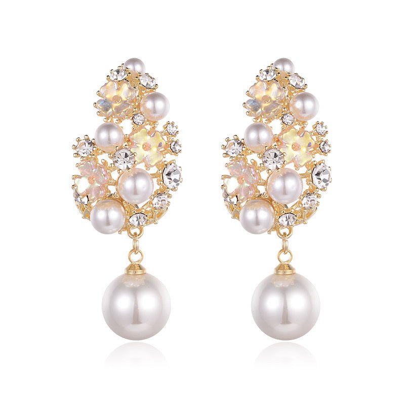 Pearl Flower Earrings Micro-inlaid Hollow-Jewearrings