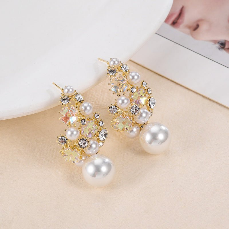 Pearl Flower Earrings Micro-inlaid Hollow-Jewearrings