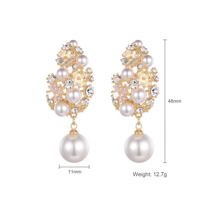 Pearl Flower Earrings Micro-inlaid Hollow-Jewearrings