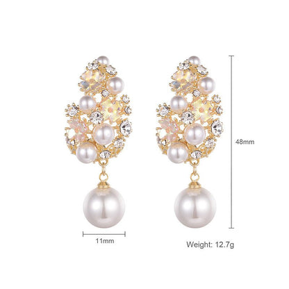 Pearl Flower Earrings Micro-inlaid Hollow-Jewearrings