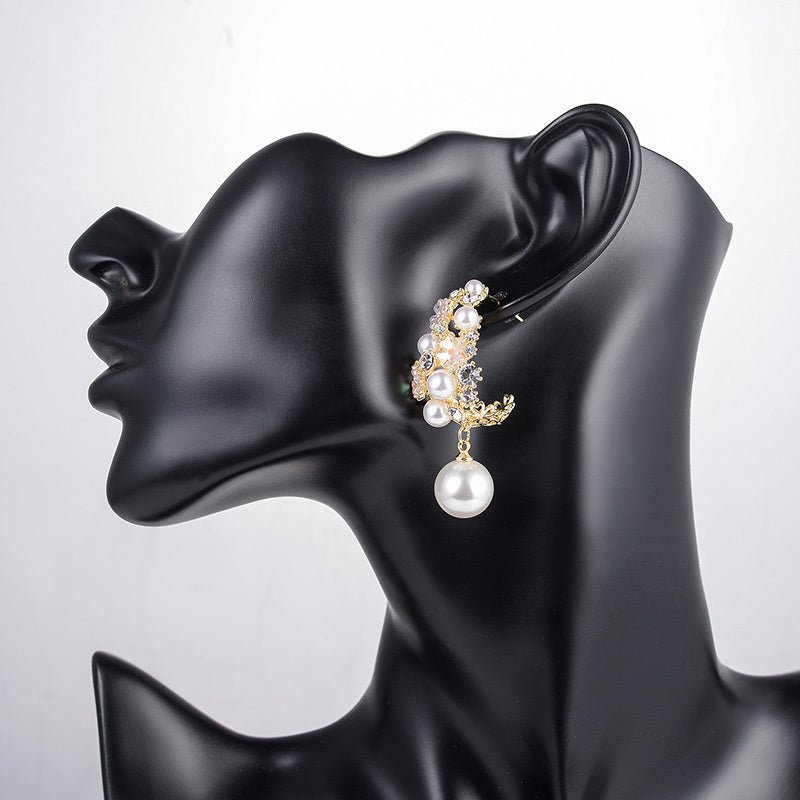 Pearl Flower Earrings Micro-inlaid Hollow-Jewearrings