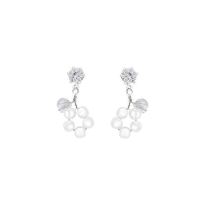 Pearl Flower Earrings Mini Design-Jewearrings