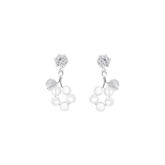 Pearl Flower Earrings Mini Design-Jewearrings