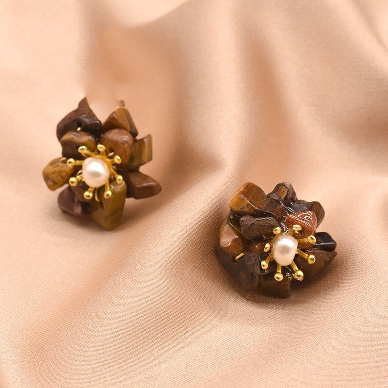 Pearl Flower Earrings - Natural-Jewearrings