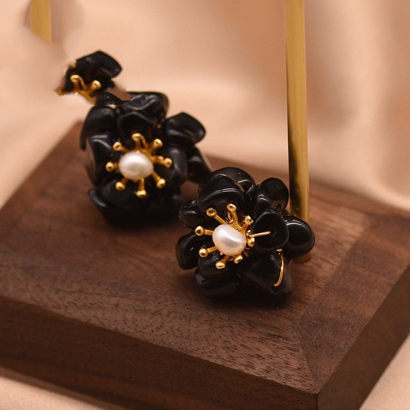 Pearl Flower Earrings - Natural-Jewearrings