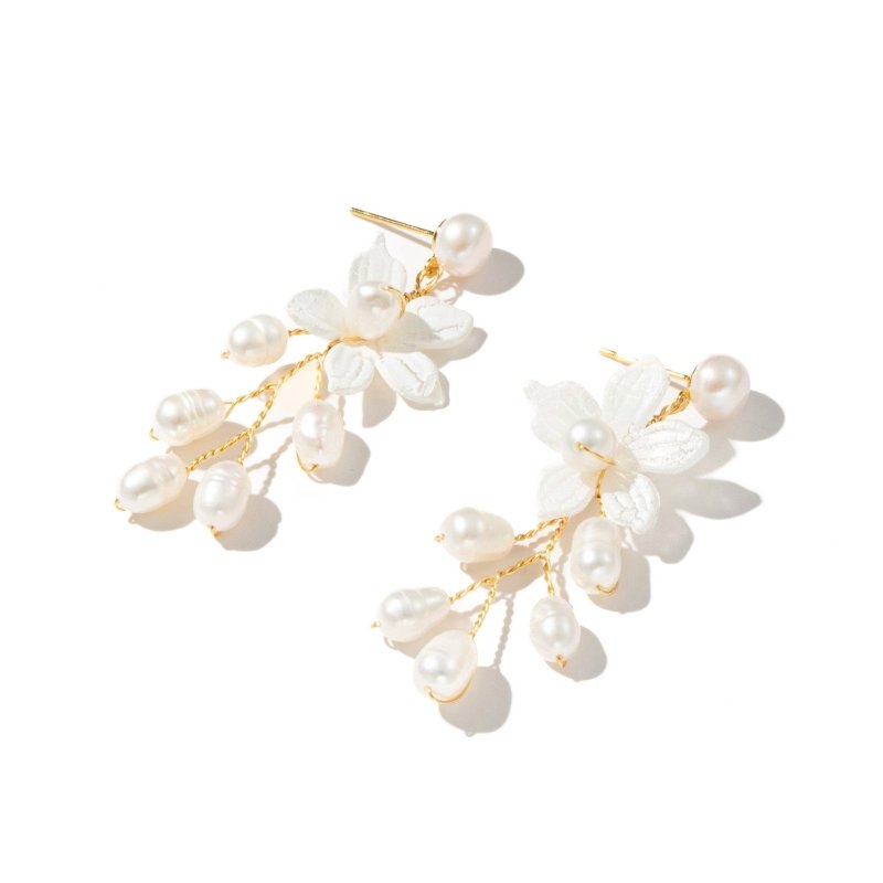 Pearl Flower Earrings Natural Freshwater Pearls-Jewearrings