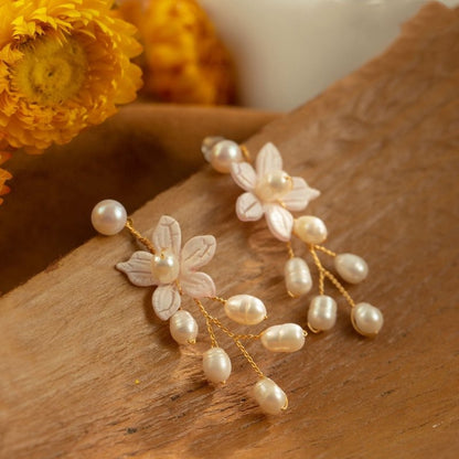 Pearl Flower Earrings Natural Freshwater Pearls-Jewearrings