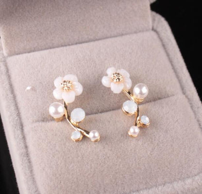 Pearl Flower Earrings Ornaments-Jewearrings