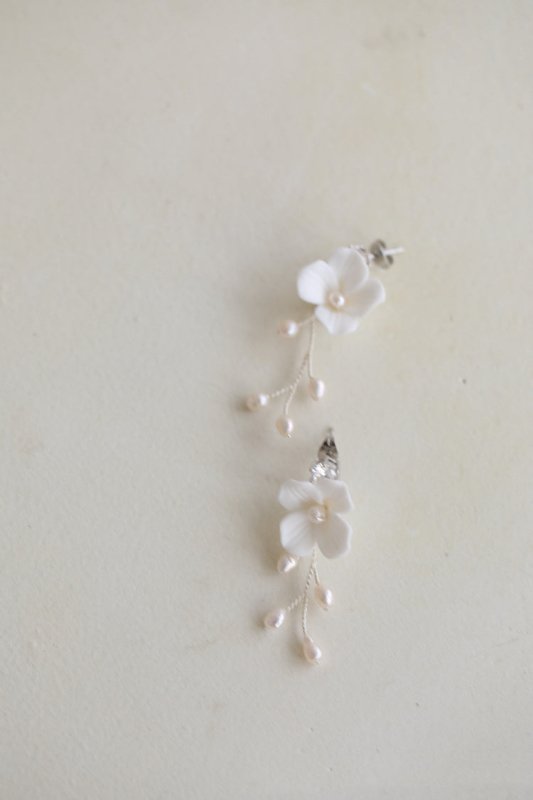 Pearl Flower Earrings Porcelain Fresh Water-Jewearrings