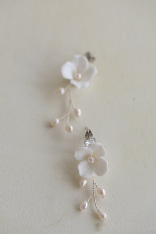 Pearl Flower Earrings Porcelain Fresh Water-Jewearrings