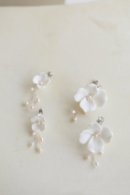 Pearl Flower Earrings Porcelain Fresh Water-Jewearrings