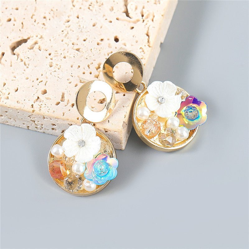 Pearl Flower Earrings - Resin Flower-Jewearrings