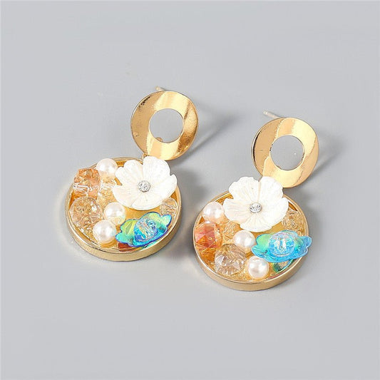 Pearl Flower Earrings - Resin Flower-Jewearrings