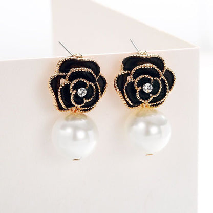 Pearl Flower Earrings Retro Earrings-Jewearrings