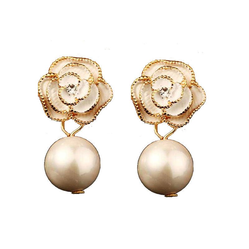 Pearl Flower Earrings Retro Earrings-Jewearrings