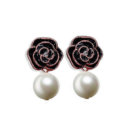 Pearl Flower Earrings Retro Earrings-Jewearrings