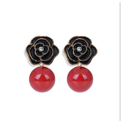 Pearl Flower Earrings Retro Earrings-Jewearrings