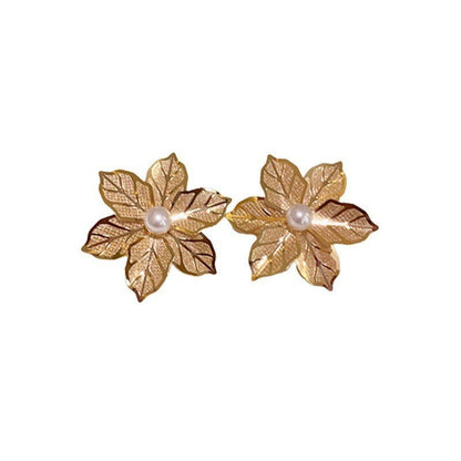 Pearl Flower Earrings - Rhinestone-Jewearrings