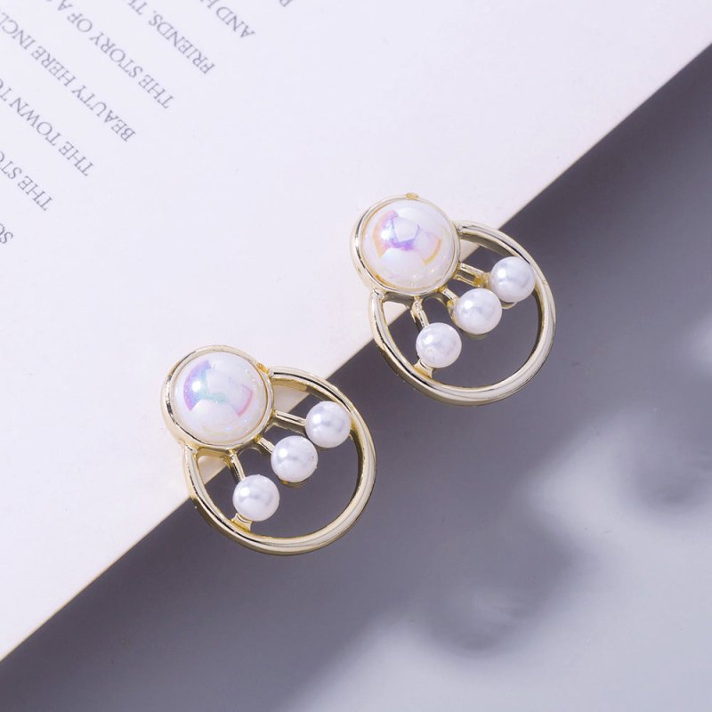 Pearl Flower Earrings Round Stud Earrings-Jewearrings