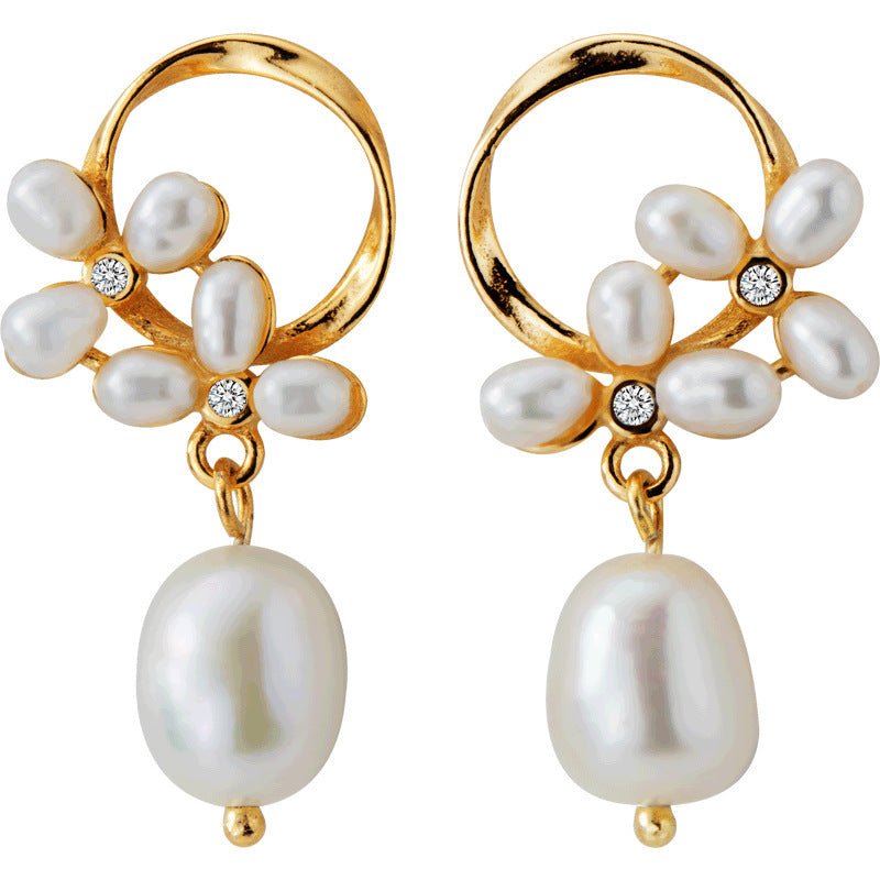 Pearl Flower Earrings S925 Silver-Jewearrings