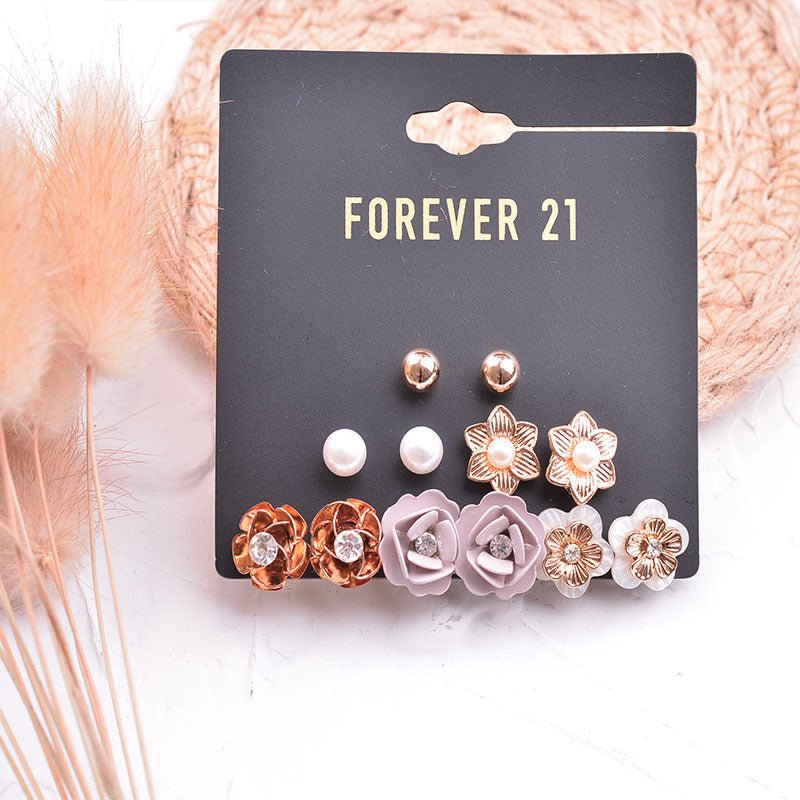 Pearl Flower Earrings Set-Jewearrings