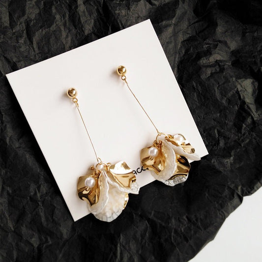 Pearl Flower Earrings Shell Design-Jewearrings