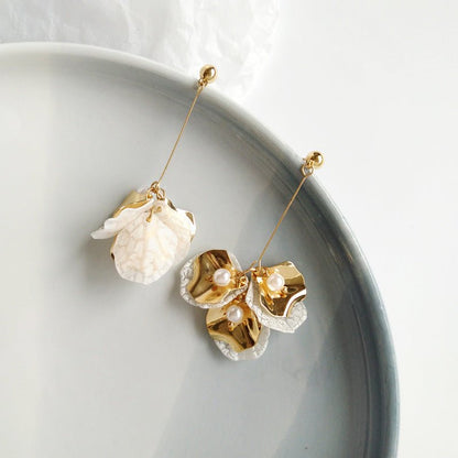 Pearl Flower Earrings Shell Design-Jewearrings