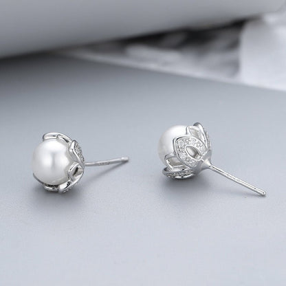 Pearl Flower Earrings - Simple-Jewearrings